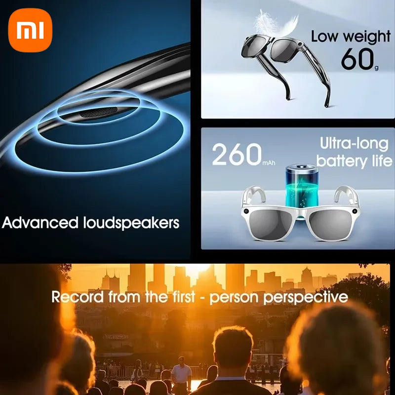 Xiaomi Lunettes Intelligentes 6K HD AI 100MP Caméra Bluetooth Appel 260mAh Batterie Assistant Vocal Chat GPT Hommes Femmes
