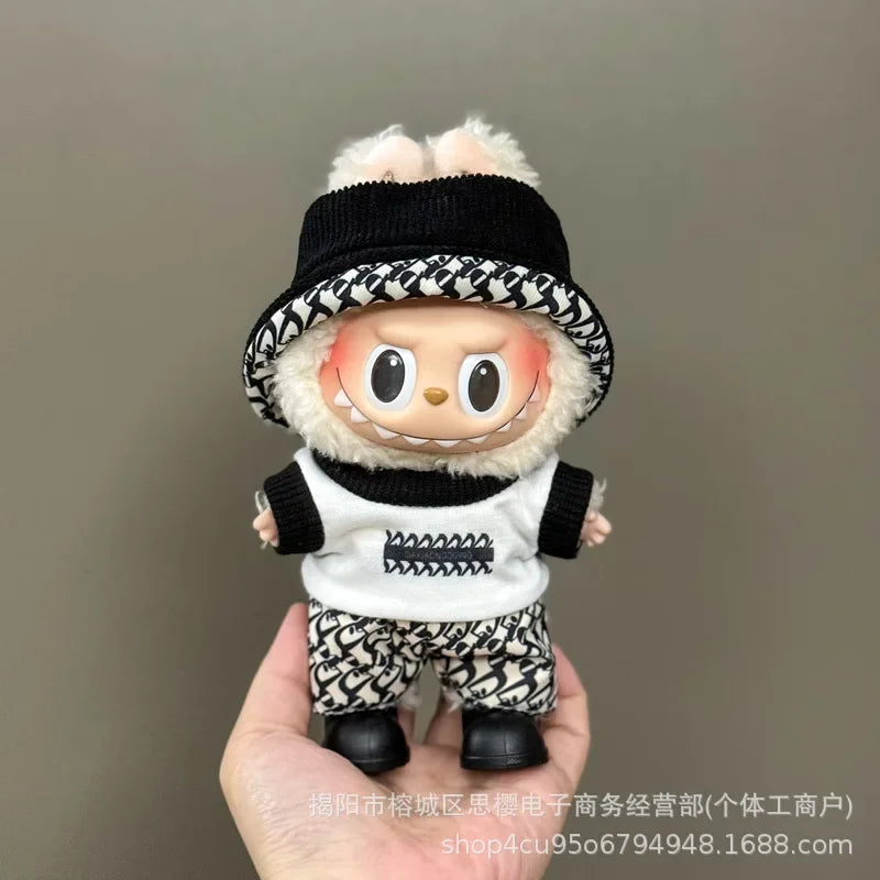 Labubu high imitation big baby clothes 17cm vinyl doll pendant plush toy clothes suit skirt